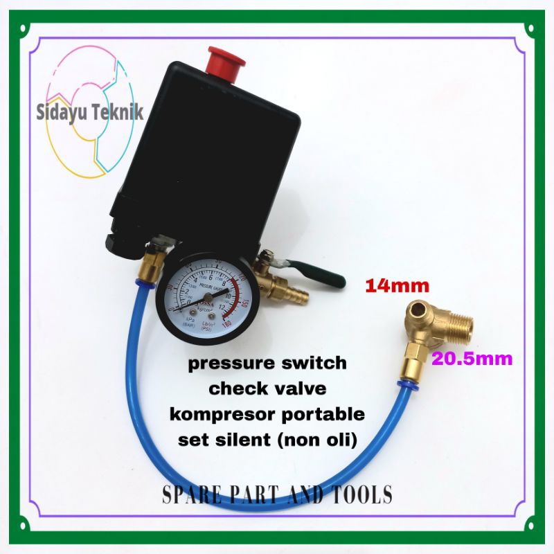 Jual Pressure Switch Check Valve Kompresor Portable Set Oilless