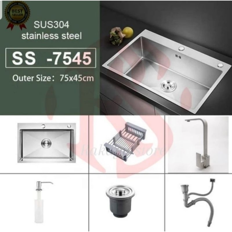 Jual PAKET LENGKAP KITCHEN SINK 7545 STAINLESS VALPRA KOMPLIT KRAN ...