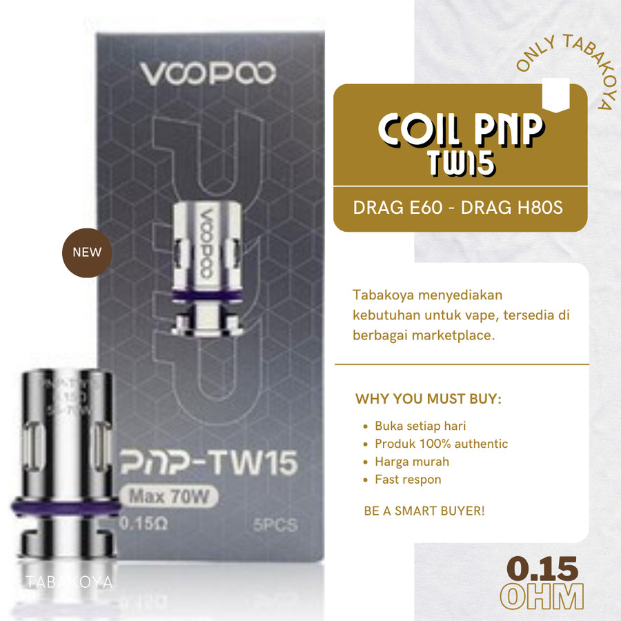 Jual COIL 0.15 OHM VOOPOO PNP TW SERIES FOR ALL VINCI DRAG ARGUS PnP ...