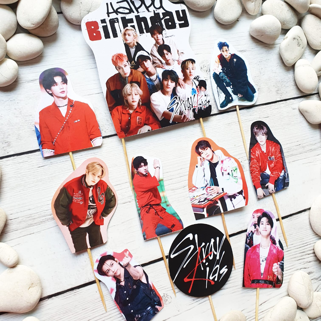Jual Stray Kids Kpop Idol Korea Birthday Cake Topper Cupcake Pudding Tumpeng Hampers Hiasan
