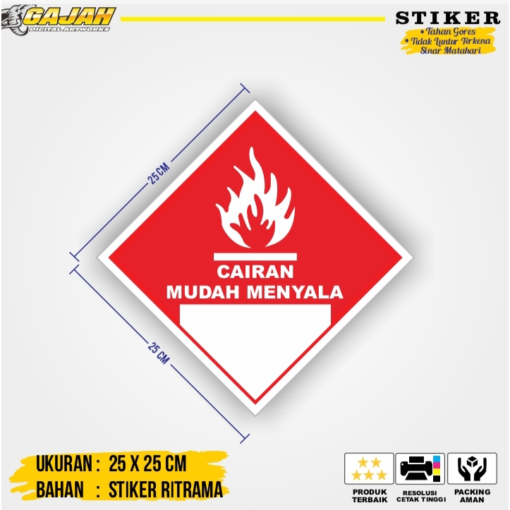 Jual Stiker Simbol Label K3 Limbah B3 Hazmat Cairan Mudah Menyala ...