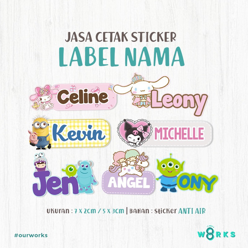 Jual Sticker Nama Custom Free Design Label Nama Anak Sticker