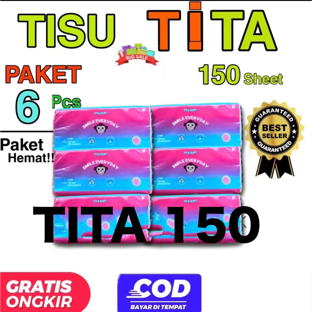 Jual 6 Pack Tissue Tita Soft Facial 150 Sheets 2 Ply Rangkap