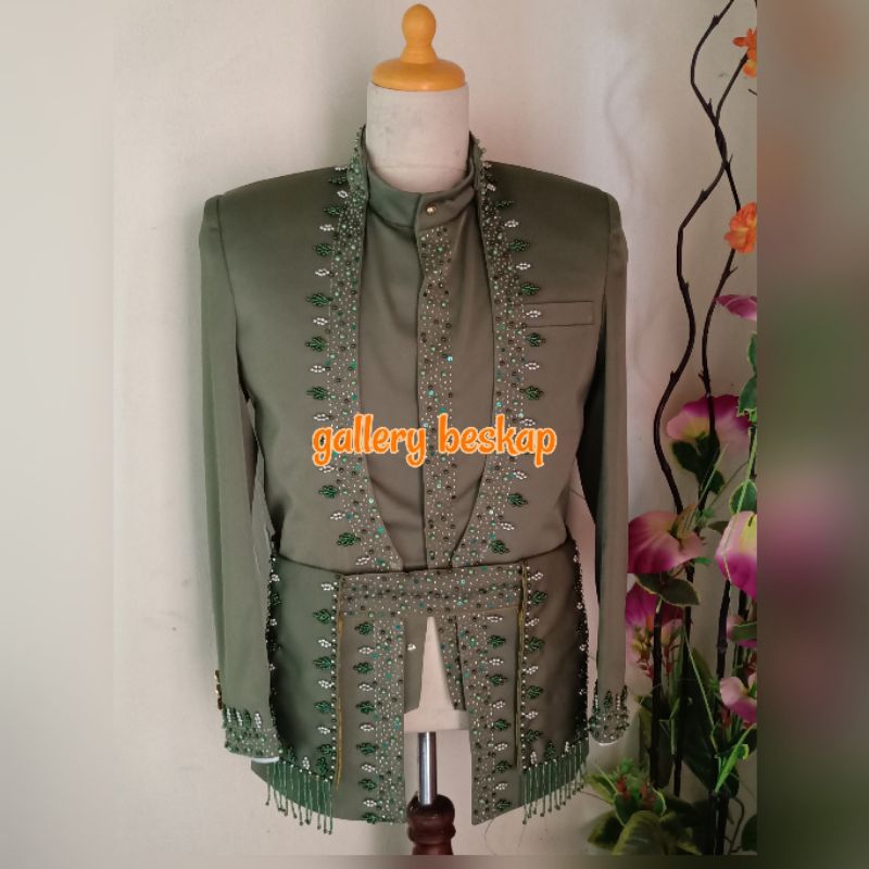 Jual Beskap pengantin sunda warna sage | Shopee Indonesia