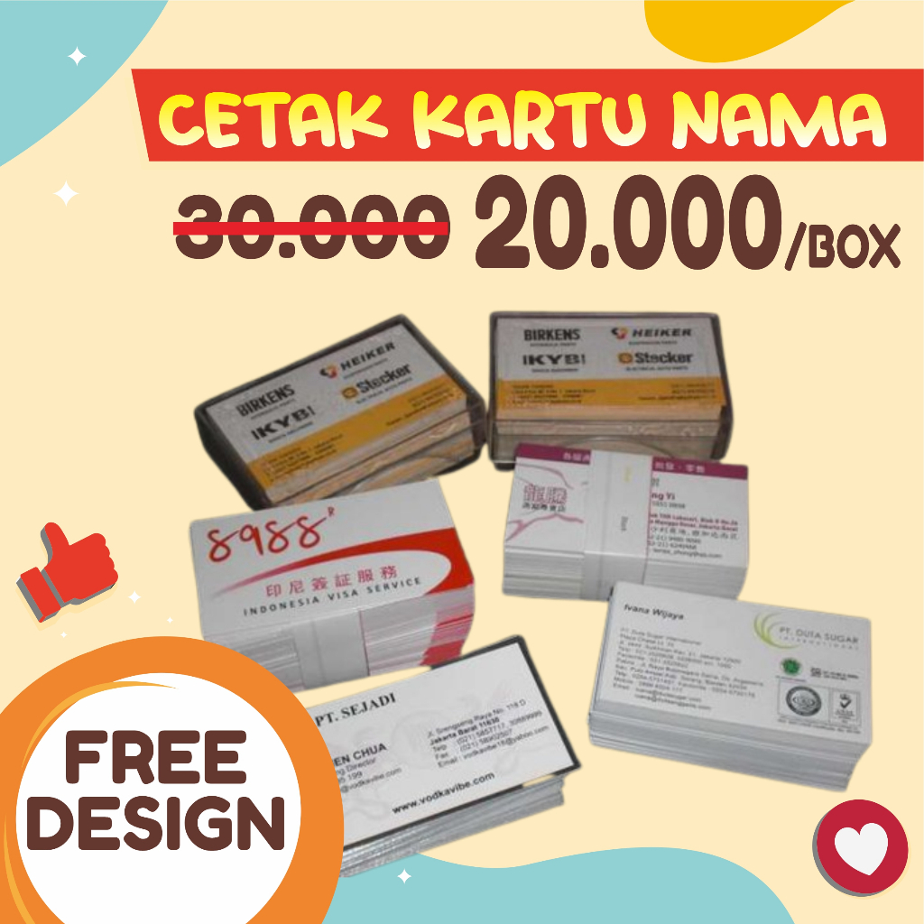 Jual Cetak Kartu Nama Murah (tersedia Cetak 1 Atau 2 Sisi Dan Pilihan ...