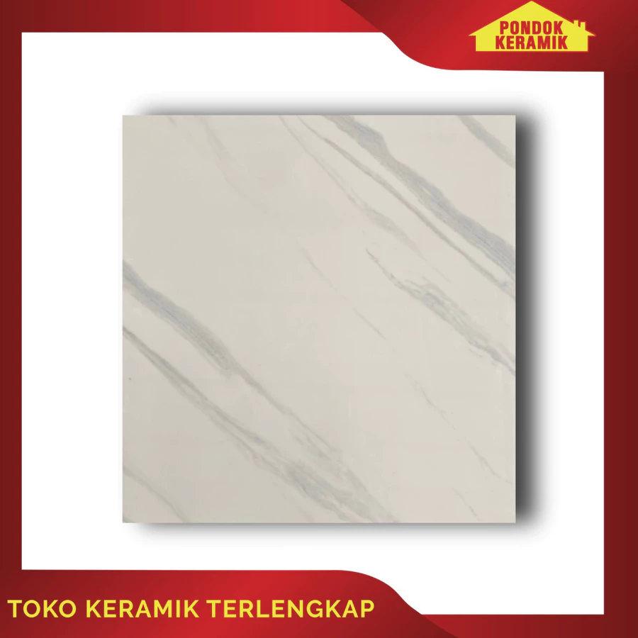 Granit Lantai Magia 60x60 Souple White Glossy Motif Carara / Glaze Tile Granit Motif Marble