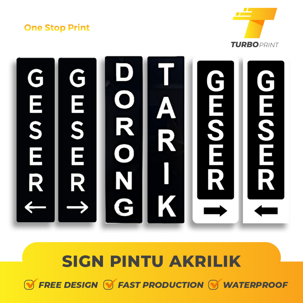 Jual Sign Pintu Tarik Dorong Toko Signboard Geser Kaca Acrylic