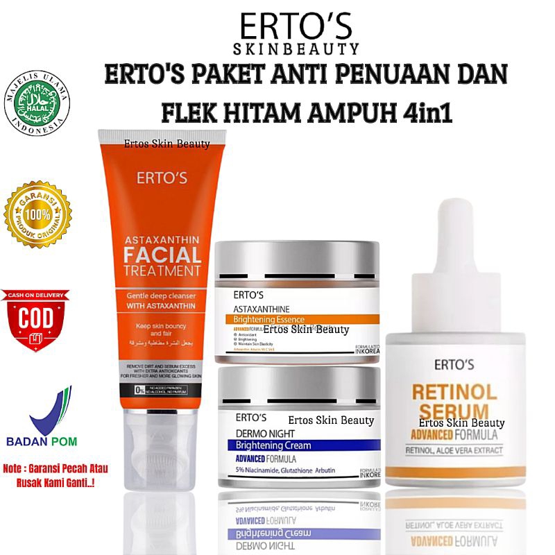 Jual Paket Ertos Anti Penuaan Dini Dan Penghilang Flek Hitam Diwajah ...