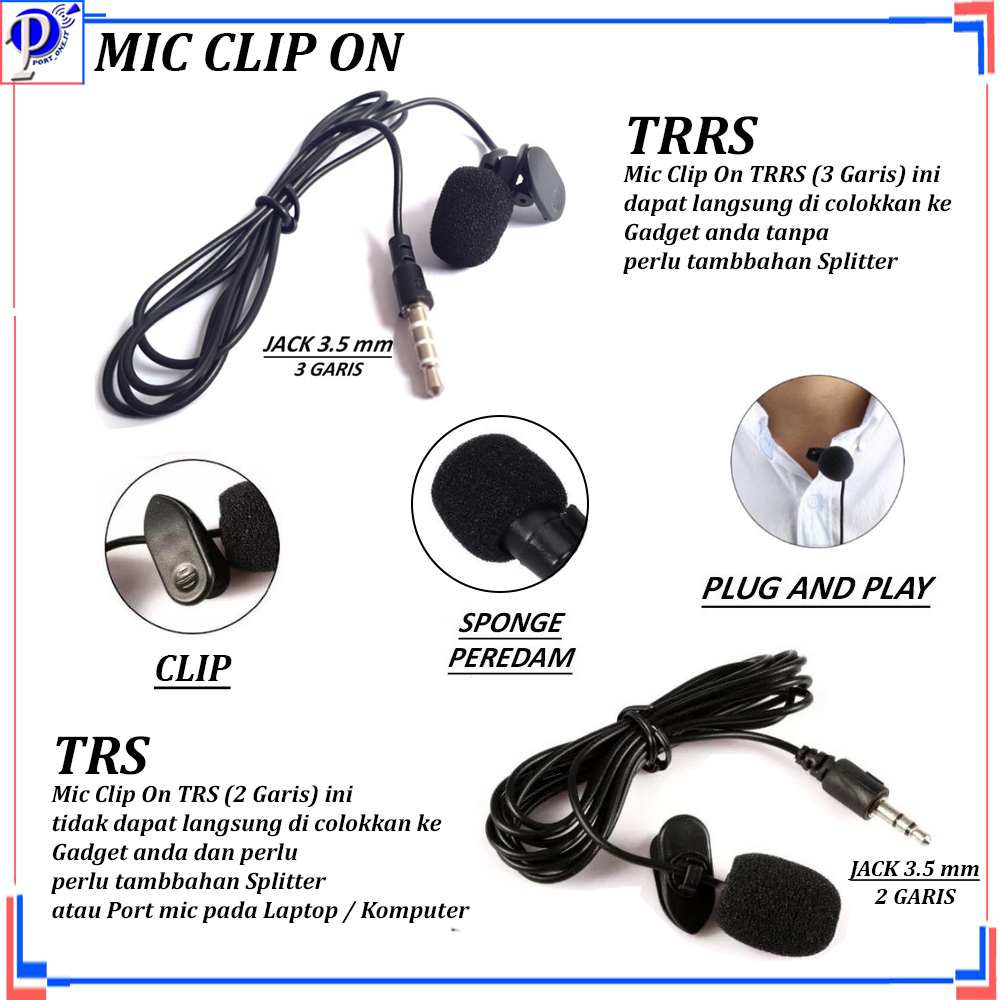 Jual Microphone Mic Clip On 3.5mm Jack Peredam Noise Suara Mic untuk Handphone Shopee Indonesia