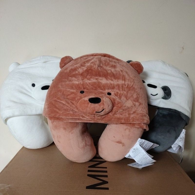 Miniso we bare bears neck pillow with on sale hood