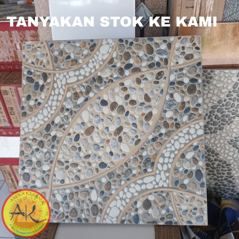 Jual Keramik Lantai Teras Garasi Kasar Matt Motif Batu Dekorative