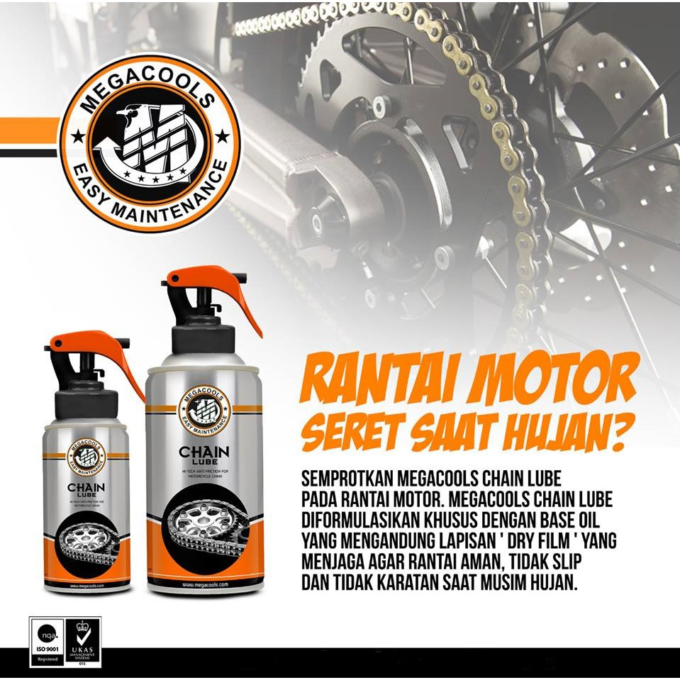 Jual CAIRAN PEMBERSIH PELUMAS GEMUK RANTAI MEGACOOLS CHAIN LUBE 300ML ...