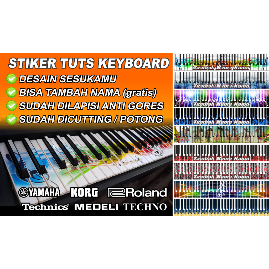 Jual STIKER TUTS KEYBOARD ORGEN PIANO YAMAHA KORG ROLAND DLL bisa ...