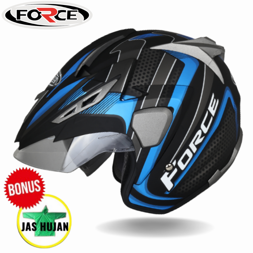 Jual FORCE Helm Half Face Double Visor Cassanova Bahan ABS