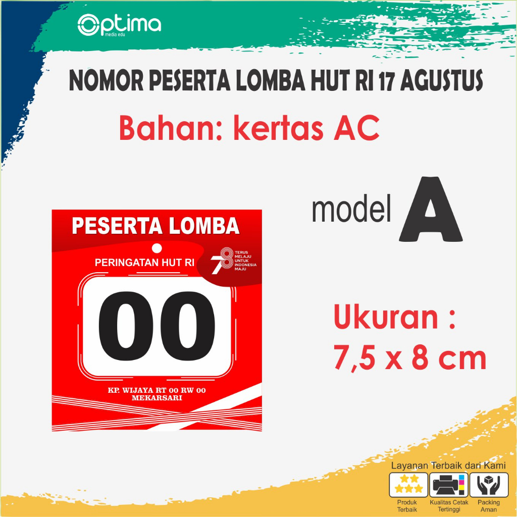 Jual Nomor Dada Peserta Lomba Perayaan Peringatan Hut Kemerdekaan Ri Ke Tahun Shopee