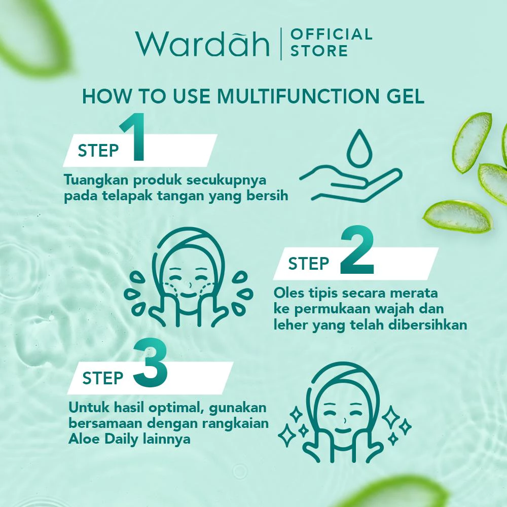 Gel Aloe Vera Wardah Nature Daily Multifungsi untuk Melembabkan dan Menenangkan Badan, Wajah, Kuku, 