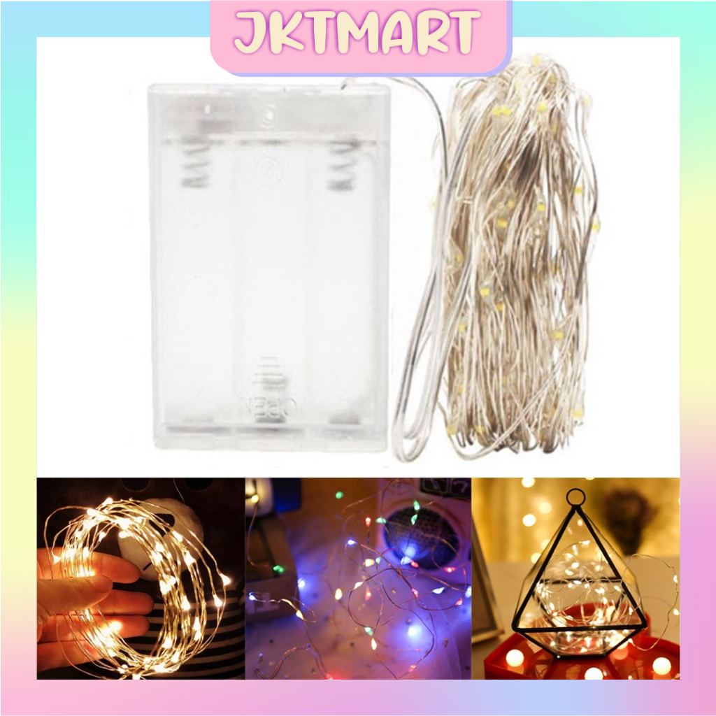 Jual ⭐ Jktmart ⭐ Lampu Tumblr Kawat Mini 10 Meter 100 Led Lampu Hias