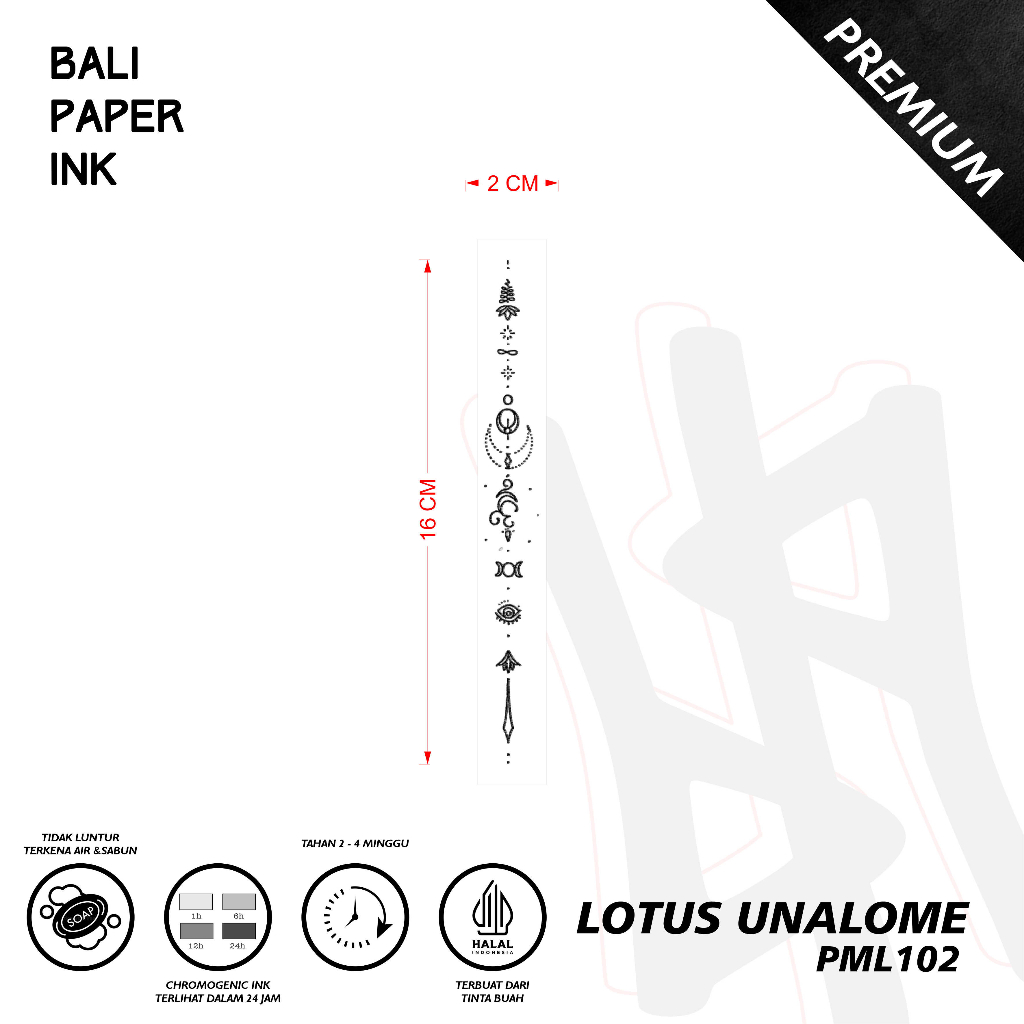 Jual Bali Paper Ink PML102 Lotus Unalome Fruit Ink Tatto Temporary ...