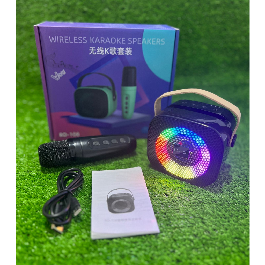 Jual SPEAKER BLUETOOTH BD108 LED + MIC KARAOKE / MINI FULL BASS