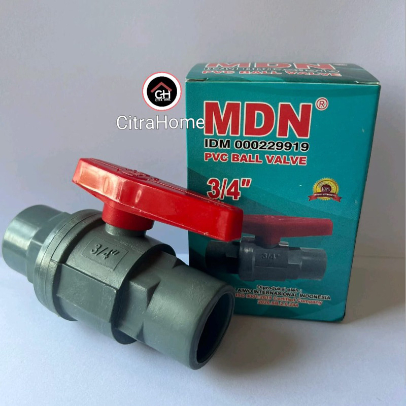 Jual Ball Valve PVC Gagang Merah 3/4” MDN | Shopee Indonesia