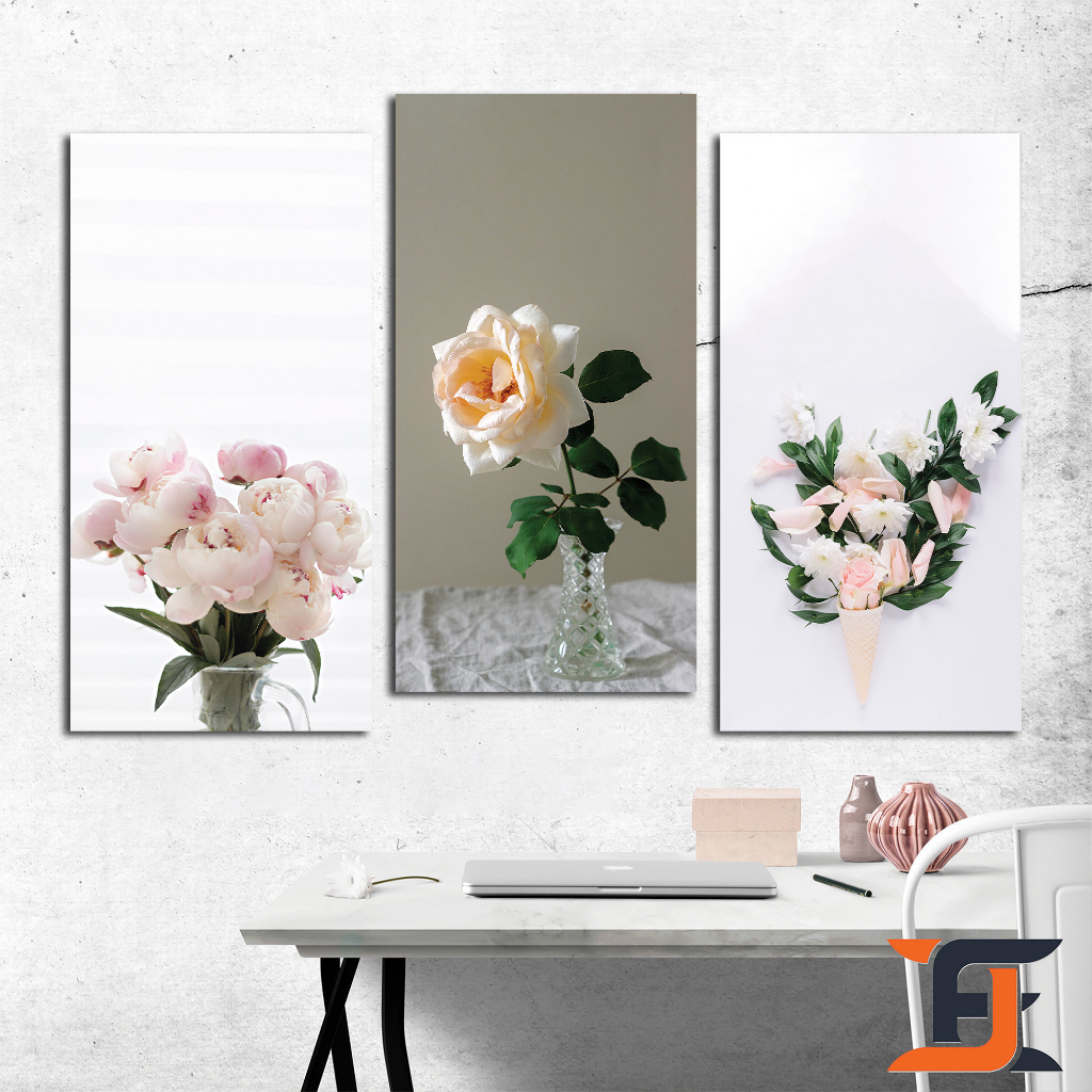 Jual Hiasan Dinding Bunga Tulip Minimalis Walldecor 15x30 Nuansa Abstrak Floral Flower 6770