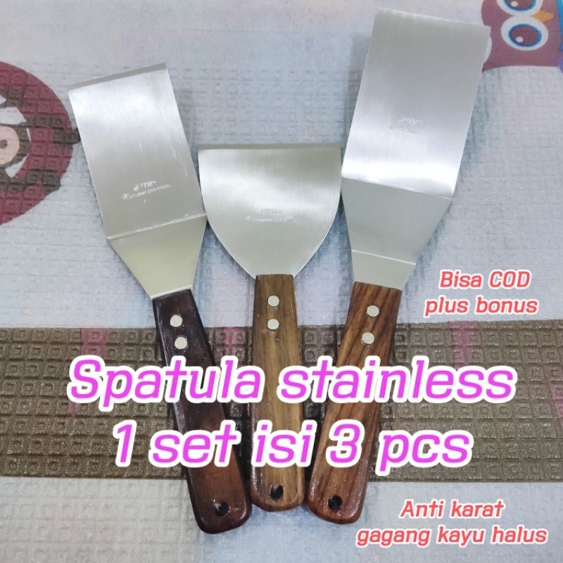 Jual Promo Spatula stainless anti karat/ kape lurus / spatula bengkok