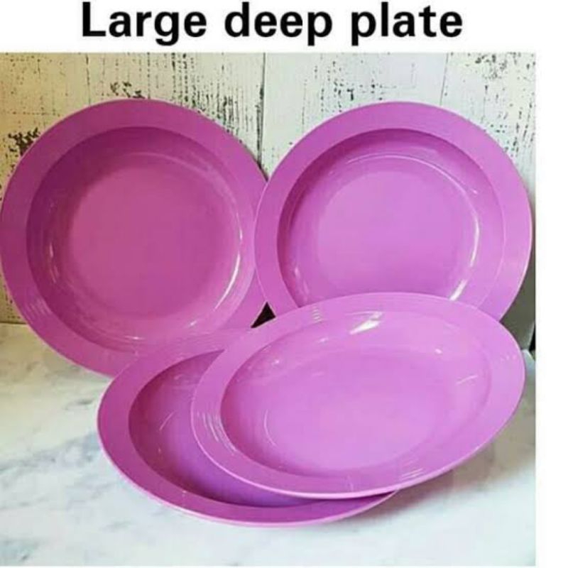 Jual large deep plate ungu Tupperware piring makan dewasa promo ...