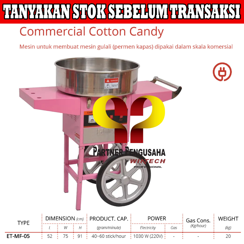 Jual GETRA ET-MF05 ET-MF-05 Cotton Candy Machine W/ Cart Mesin Pembuat ...