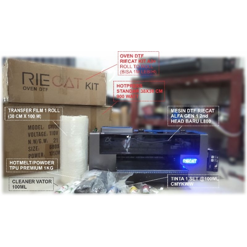 Jual Paket komplit Mesin DTF Riecat Alfa Gen 1 siap kerja / Mesin DTF ...