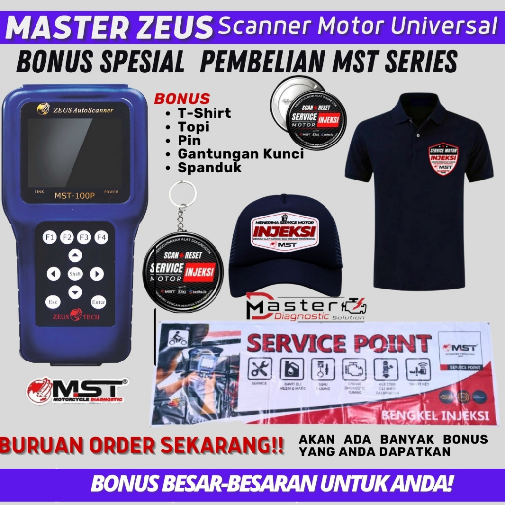 Jual Scanner Universal Motor Injeksi Master Zeus MST100P, Dengan Remap