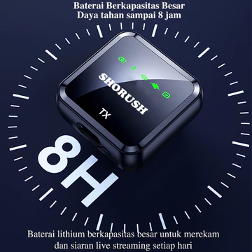 Shorush N7 New Led Display Microphone Mic Clip On Wireless Type C Android UHF VLOG Untuk Camera