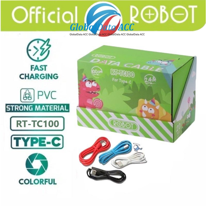 Jual ROBOT Kabel Data RT-TC100 Cable Data Type-C 2.4A 100CM For Android ...
