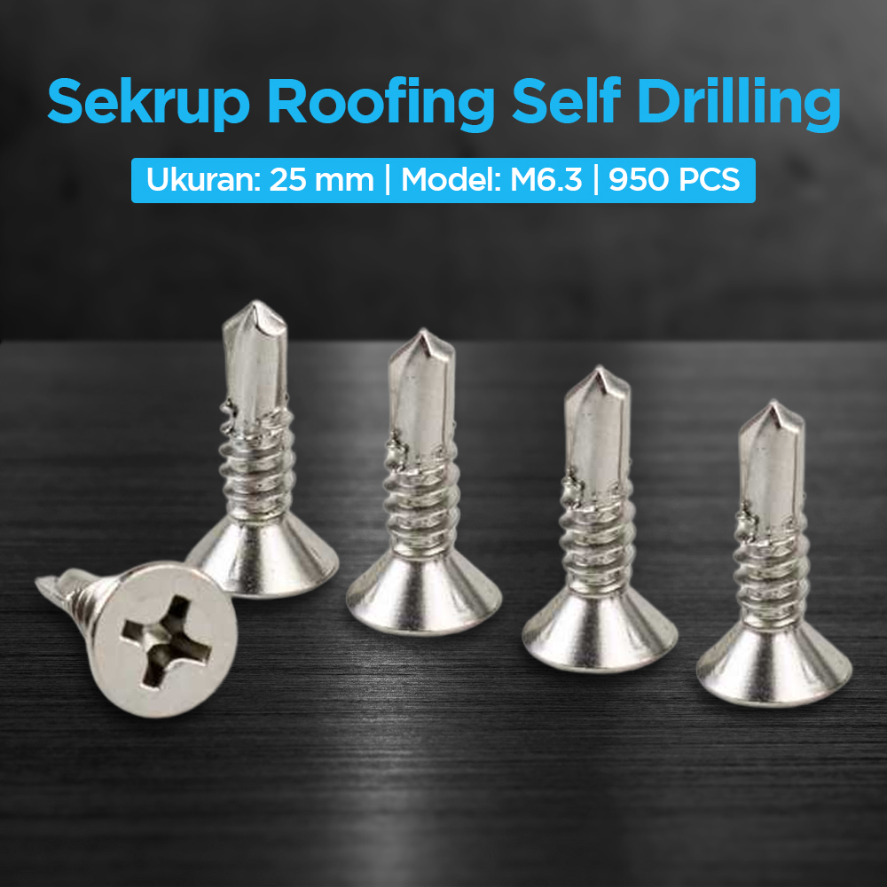 Jual Sekrup Skrup Roofing Self Drilling Screw Flat Head M6.3 25mm ...