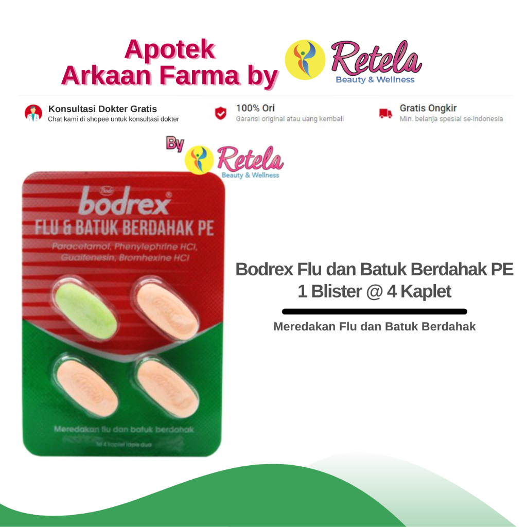 Jual Bodrex Flu Dan Batuk Berdahak Pe 1 Blister 4 Kaplet Meredakan