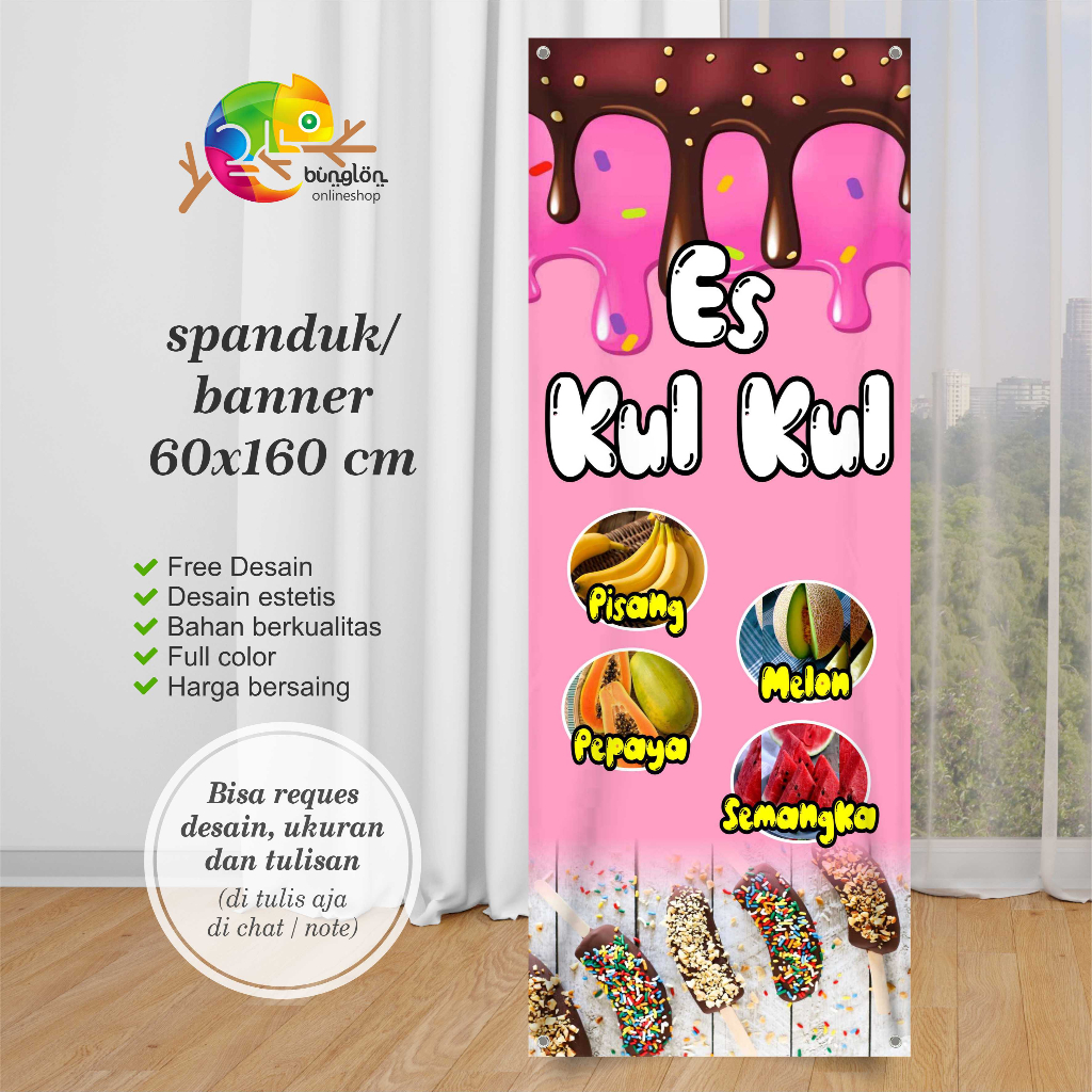 Jual Size 60x160 Cm, Spanduk Banner Es Kul-Kul Bisa Request | Shopee