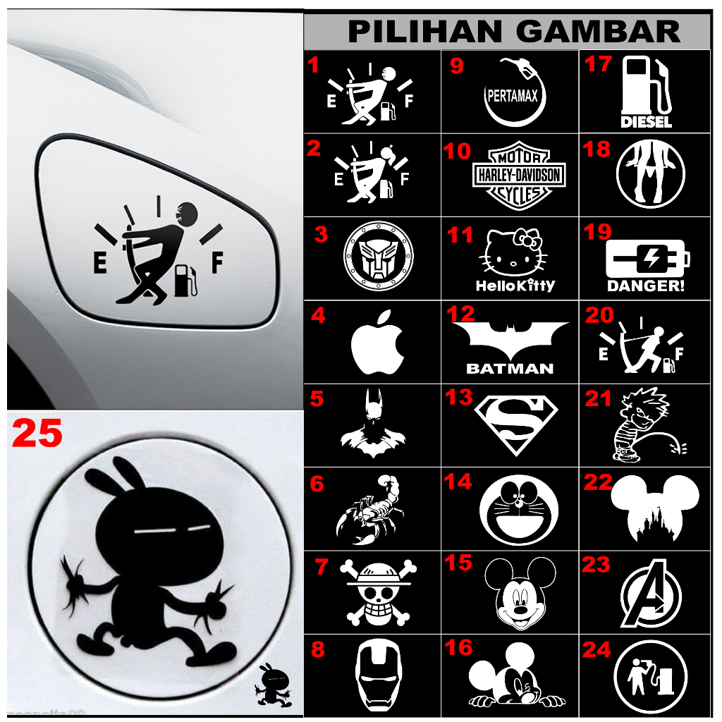 Jual Stiker Mobil Cutting Sticker Tutup Tangki Bensin Mobil | Shopee