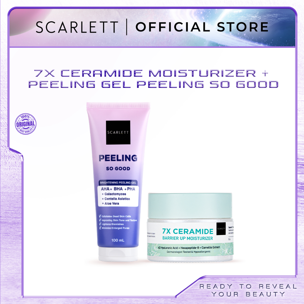Jual Scarlett Whitening 7x Ceramide Moisturizer + Peeling Gel Peeling