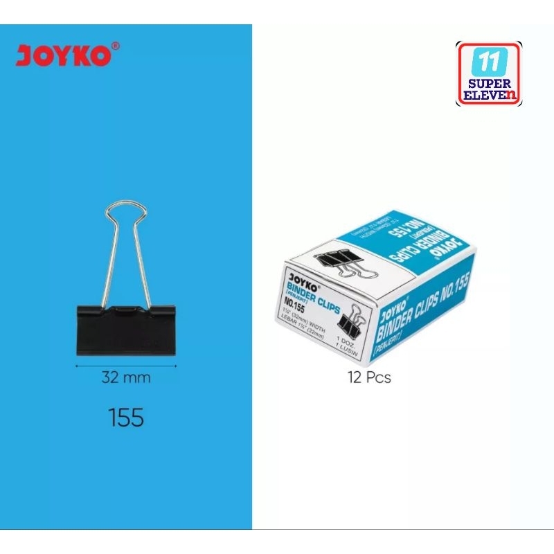 Jual JOYKO Binder Clip No 155 isi 12 pcs - Klip Penjepit Kertas File 1 ...
