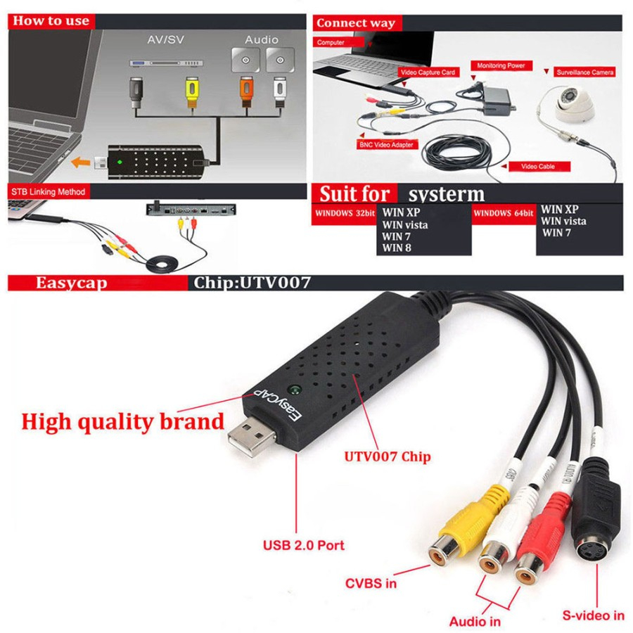 Jual EasyCap Video Capture USB DVR AV Easy Cap Capture Video Card ...