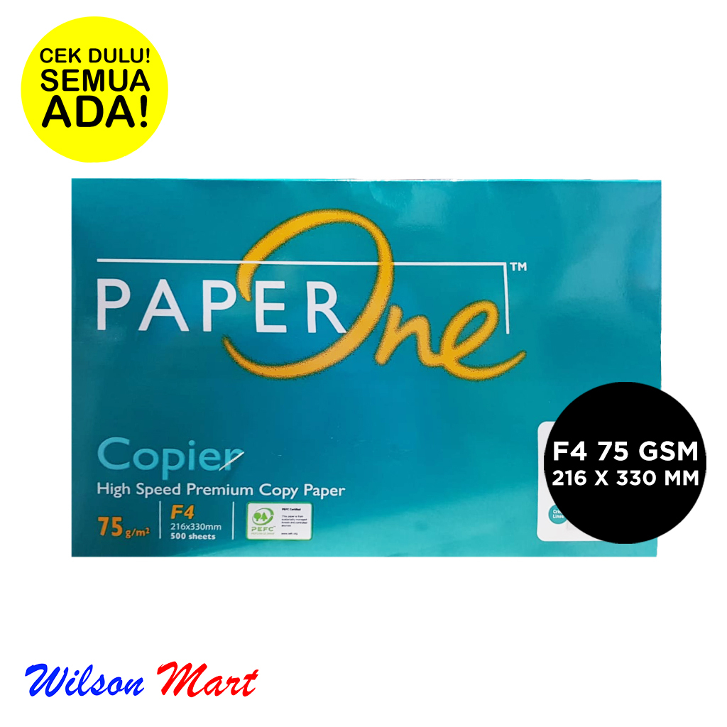 Jual Kertas Hvs F4 Paperone Copier 75 Gsm 1 Rim 500 Sheets Lembar 216 X 330 Mm Paper One