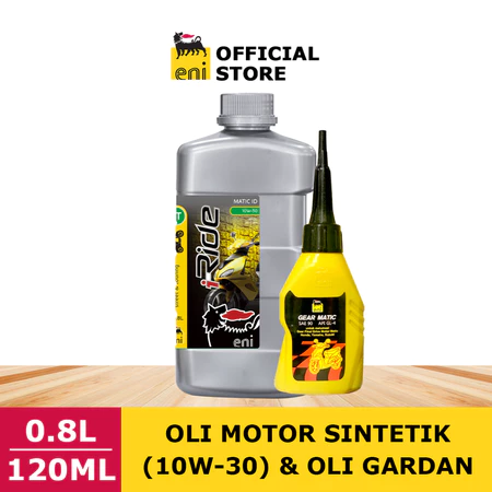 Paket Bundling Oli Motor ENI i-Ride Moto 4T Matic ID 10W-30 0.8 Liter + Oli Gardan ENI Gear Matic 80W-90 120ml
