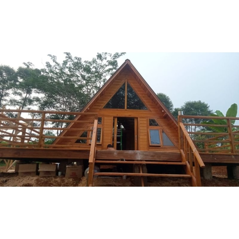 Jual Rumah Kayu Segitiga + Mezzanine | Shopee Indonesia