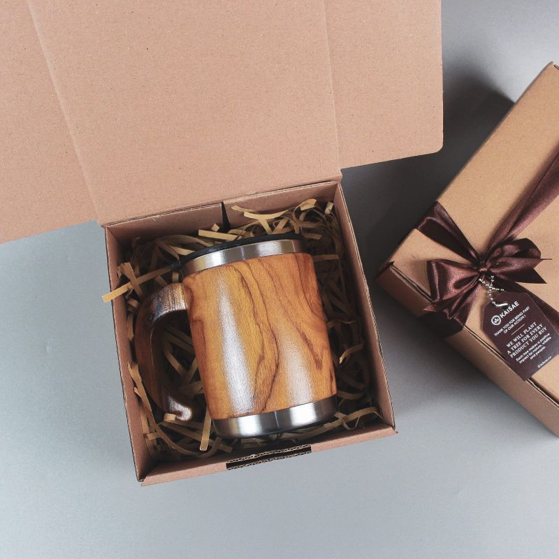 Jual WISNU Mug kayu jati custom farewell gift alat minum souvenir