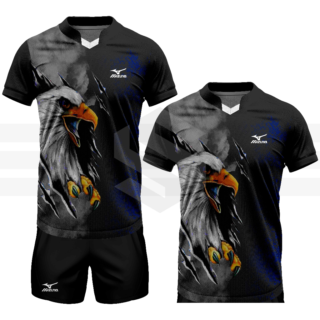 Jersey Voli Mizuno Baju Volly Jersey Futsal Baju Futsal Kaos Bola Atasan Olahraga Badminton MZ ELANG BIRU