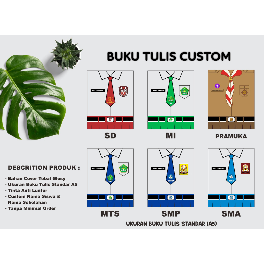 Jual TERMURAH!! Buku Tulis Custom SERAGAM SEKOLAH CEWEK | Shopee Indonesia