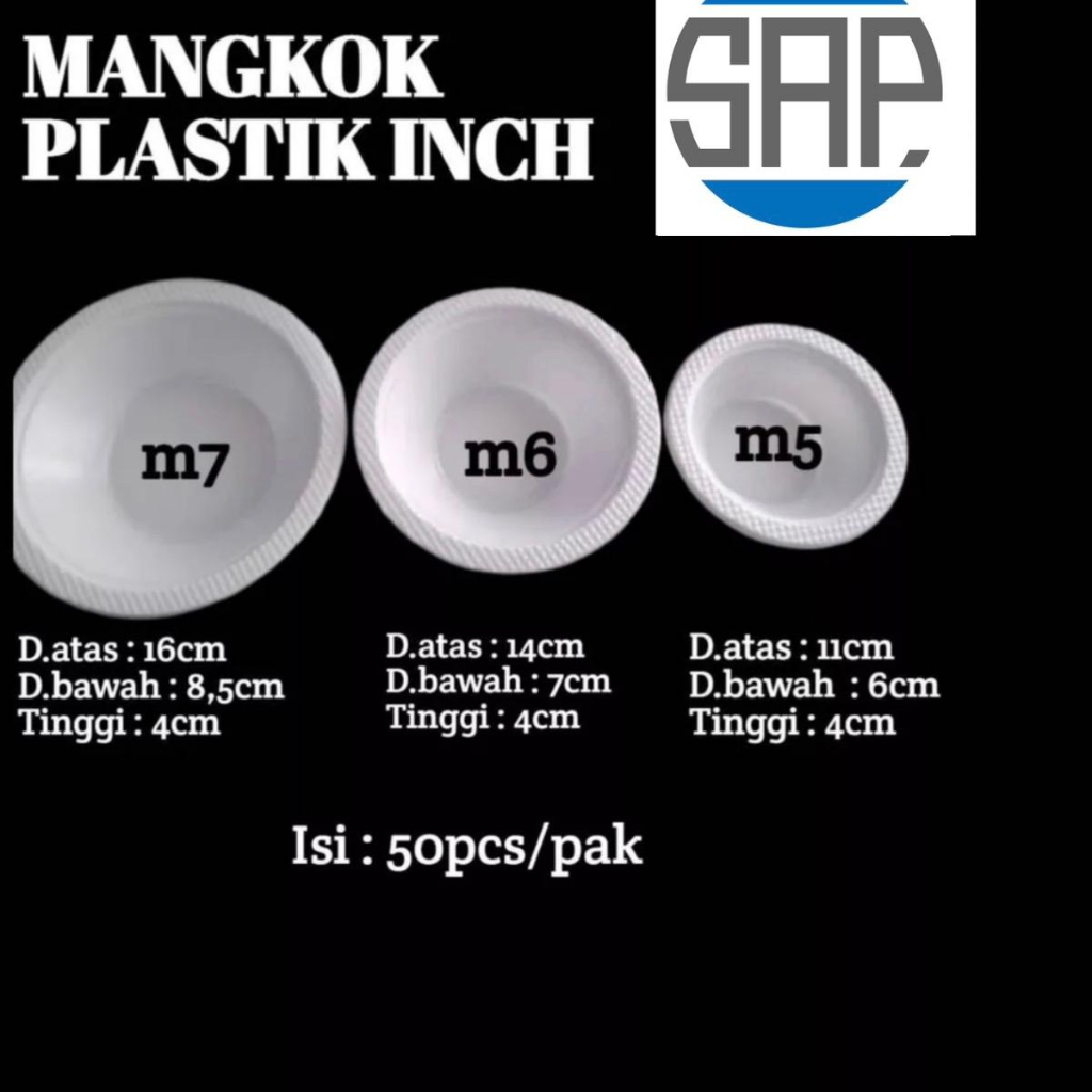 Jual Isi 50 Mangkok Plastik M5 M6 M7 Ukuran Kecil Tanggung Besar