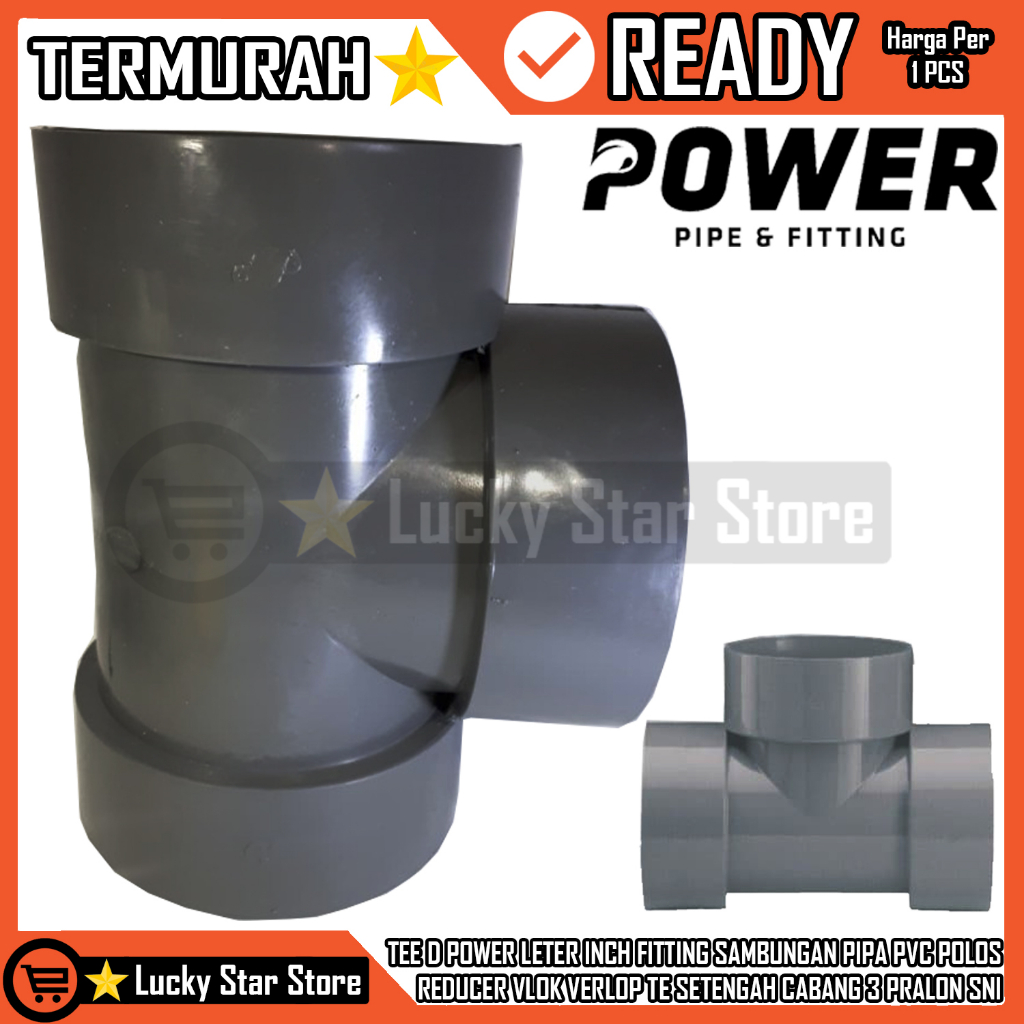 Jual SAMBUNGAN PIPA TEE PVC POLOS TEE D POWER LETER INCH FITTING ...