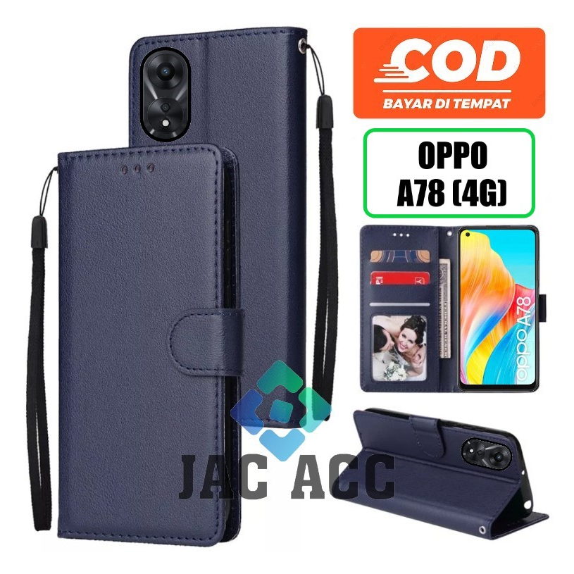 HAOYE Cover Portafoglio In Pelle Per OPPO A78 4G: Custodia Con Slot Carte, Supporto E Chiusura Magnetica. Blu, Protezione Completa.