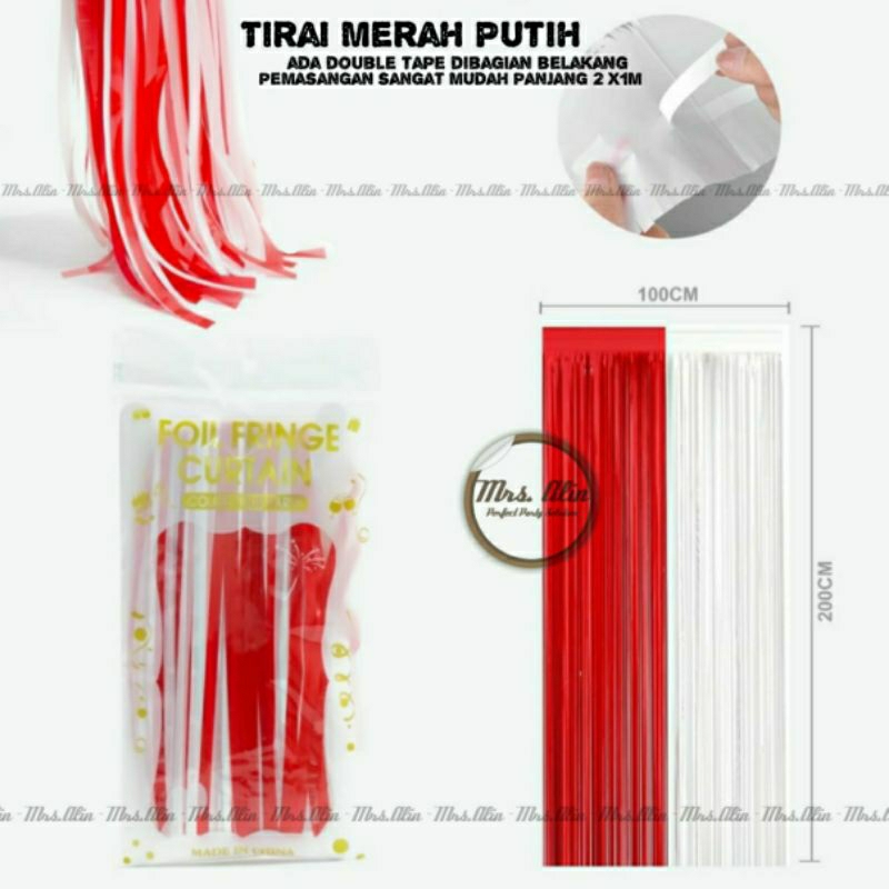 Jual Tirai Foil Merah Putih Tirai Rumbai Dirgahayu Back Drop Agustusan Tirai Foil Curtain