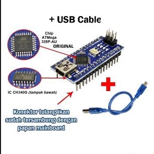 Jual Arduino Nano V3 atmega328 sudah di solder + kabel USB program mini ...